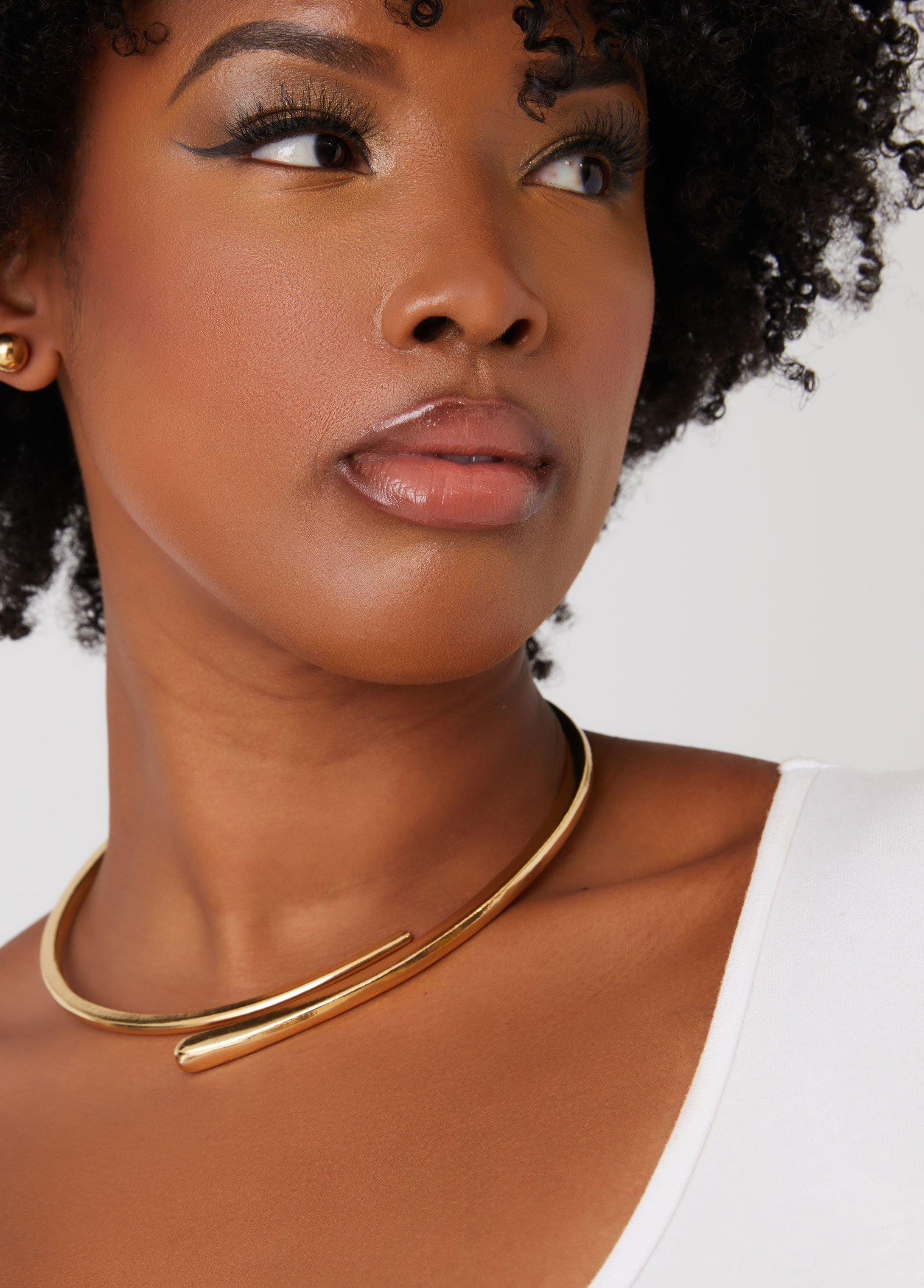 Plus Size Gold Tone Hinge Collar Set Ashley Stewart Product Image