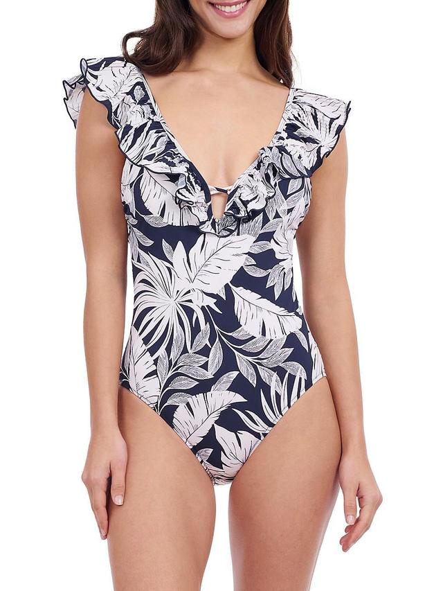 Womens Malaya Floral Ruffled One-Piece Swimsuit Product Image