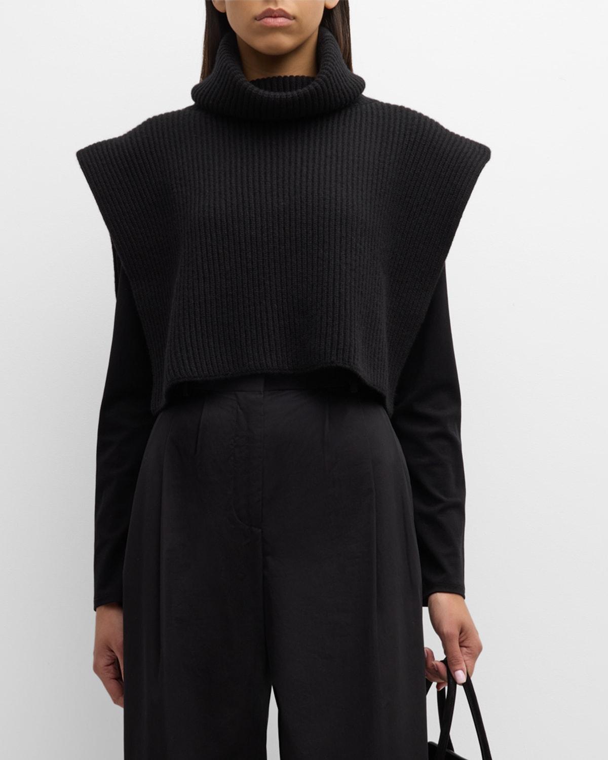 The Row Eppie Strong Shoulder Cashmere Turtleneck Sweater Product Image