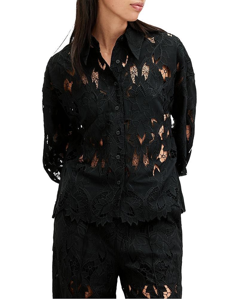 Charli Relaxed Fit Embroidered Shirt In Black Product Image