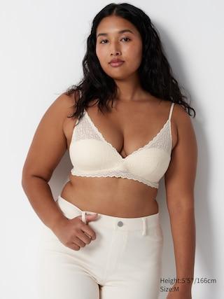 Womens Wireless Bra (Stretch Lace) Off White Small UNIQLO US Product Image