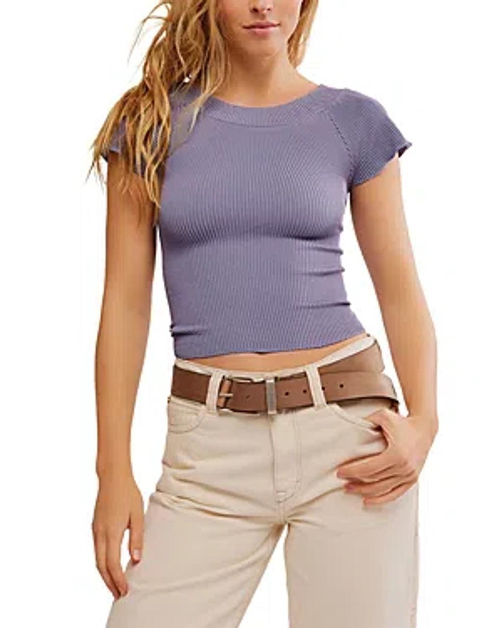 Ribbed Seamless Top In Blue Grani Product Image