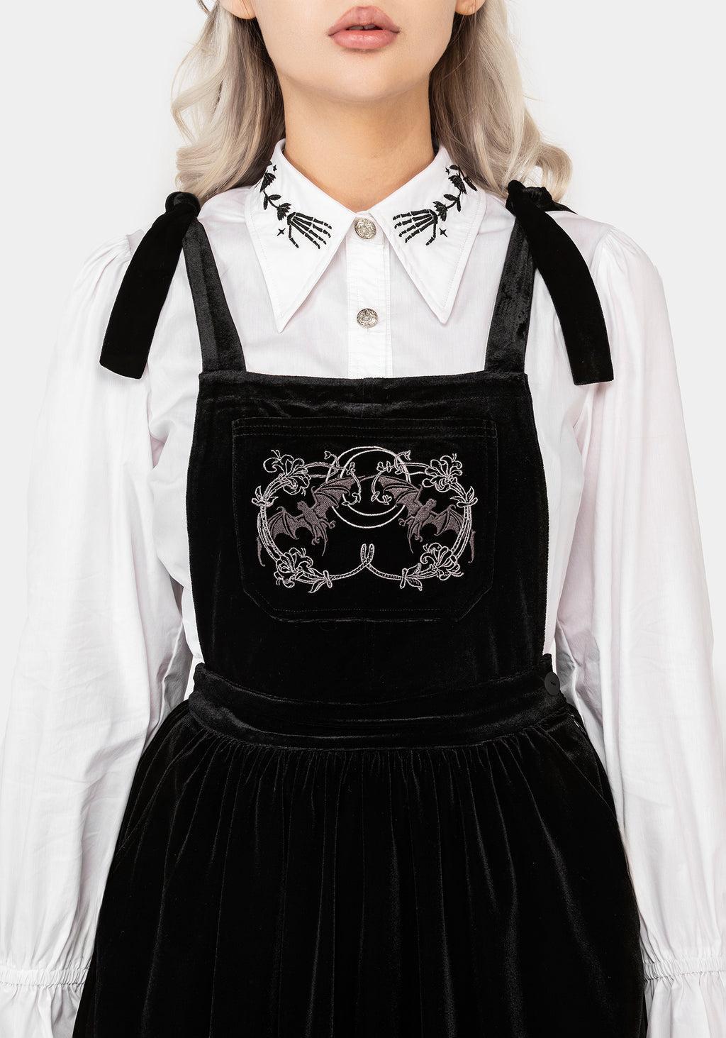 Vampyrum Bat Embroidered Mini Pinafore Dress Product Image