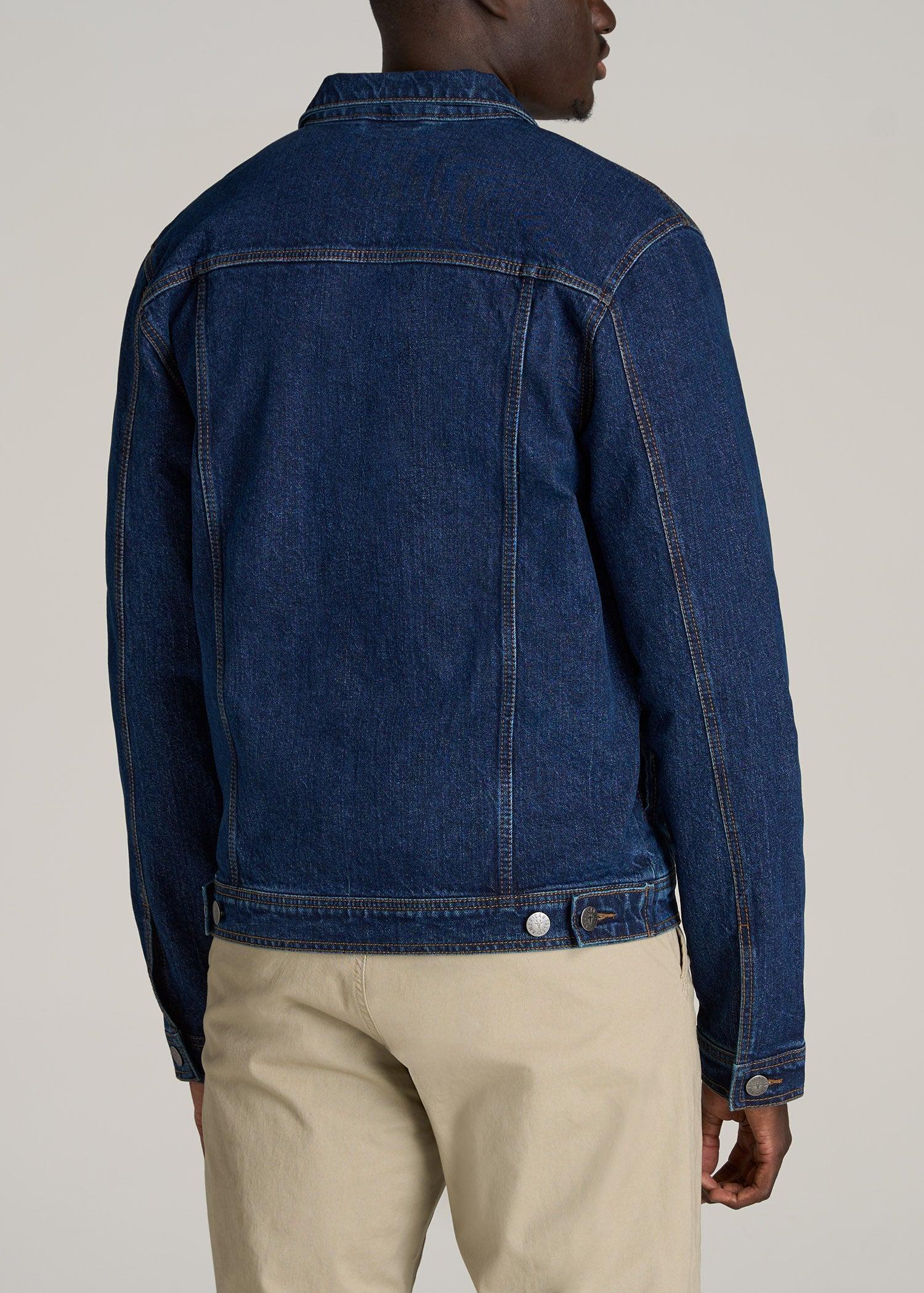 Men's Tall Denim Trucker Jacket in Mid Ocean Blue Product Image