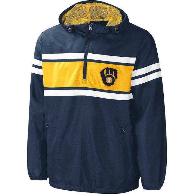 Mens G-III Sports by Carl Banks Milwaukee Brewers Game Score Half-Zip Windbreaker Blue Product Image