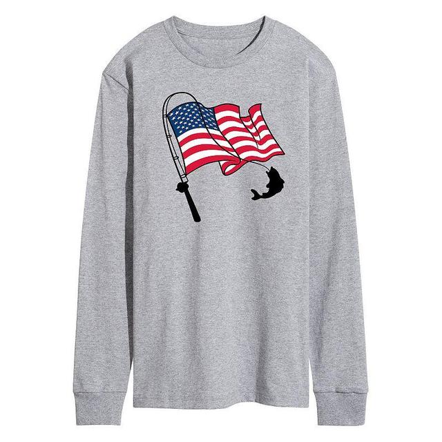 Mens Fishing Americana Long Sleeve Graphic Tee White Product Image