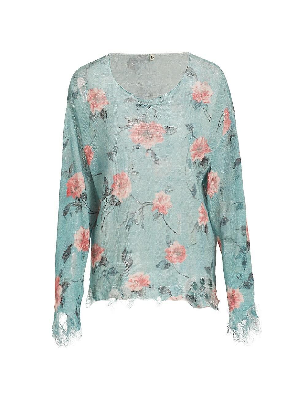 R13 Oversize Distressed Floral Boyfriend Sweater Product Image