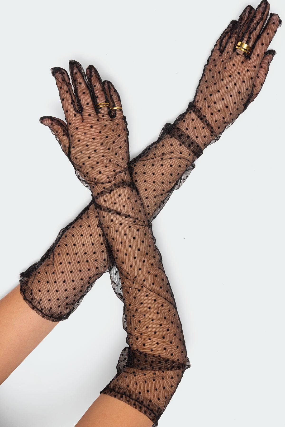 Polka Dot Sheer Mesh Gloves Product Image