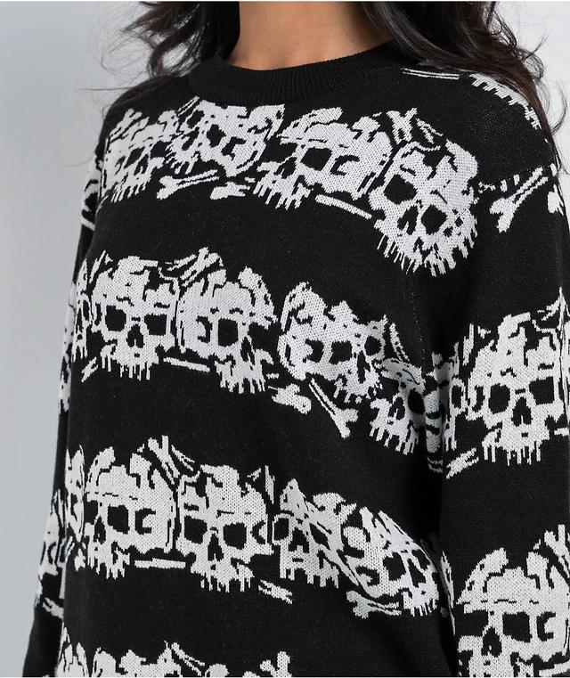 Lurking Class by Sketchy Tank Skull Stripe Black & White Sweater Product Image