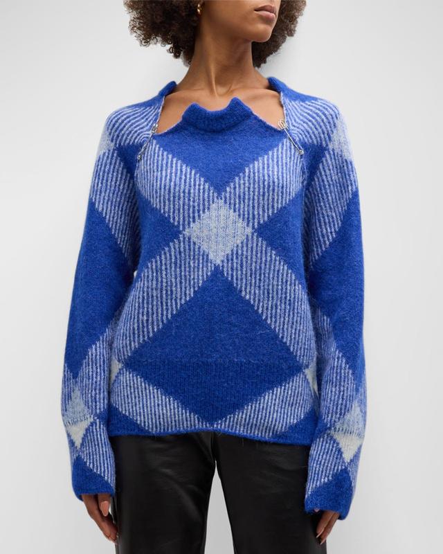 Womens Check Alpaca-Blend Regular-Fit Sweater Product Image