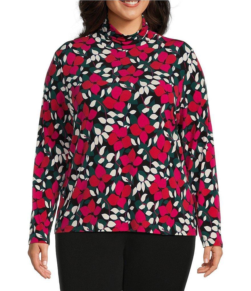 Investments Plus Size Holly Vines Knit Long Sleeve Turtleneck Top product image