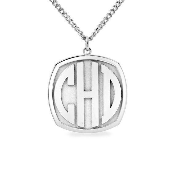 Men's 27.0mm Cushion-Shaped Monogram Pendant (3 Initials) Product Image