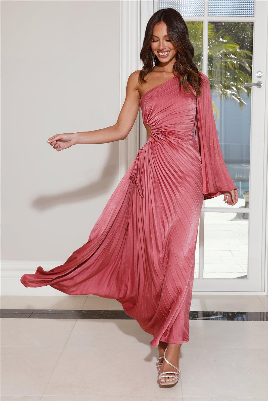 Land Of Beauty One Shoulder Maxi Dress Rust Product Image