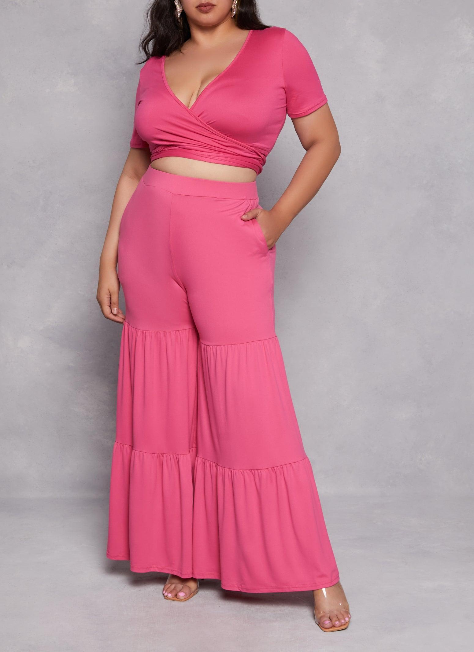 Womens Plus Size Tiered Pants Product Image