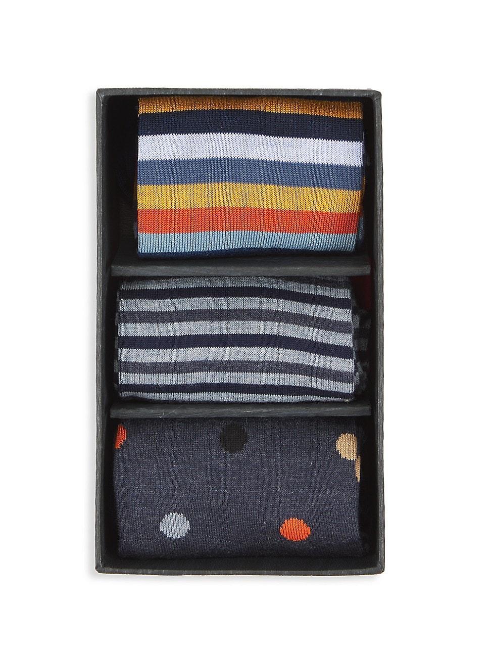 Mens 3-Pack Striped & Pin Dot Socks Product Image