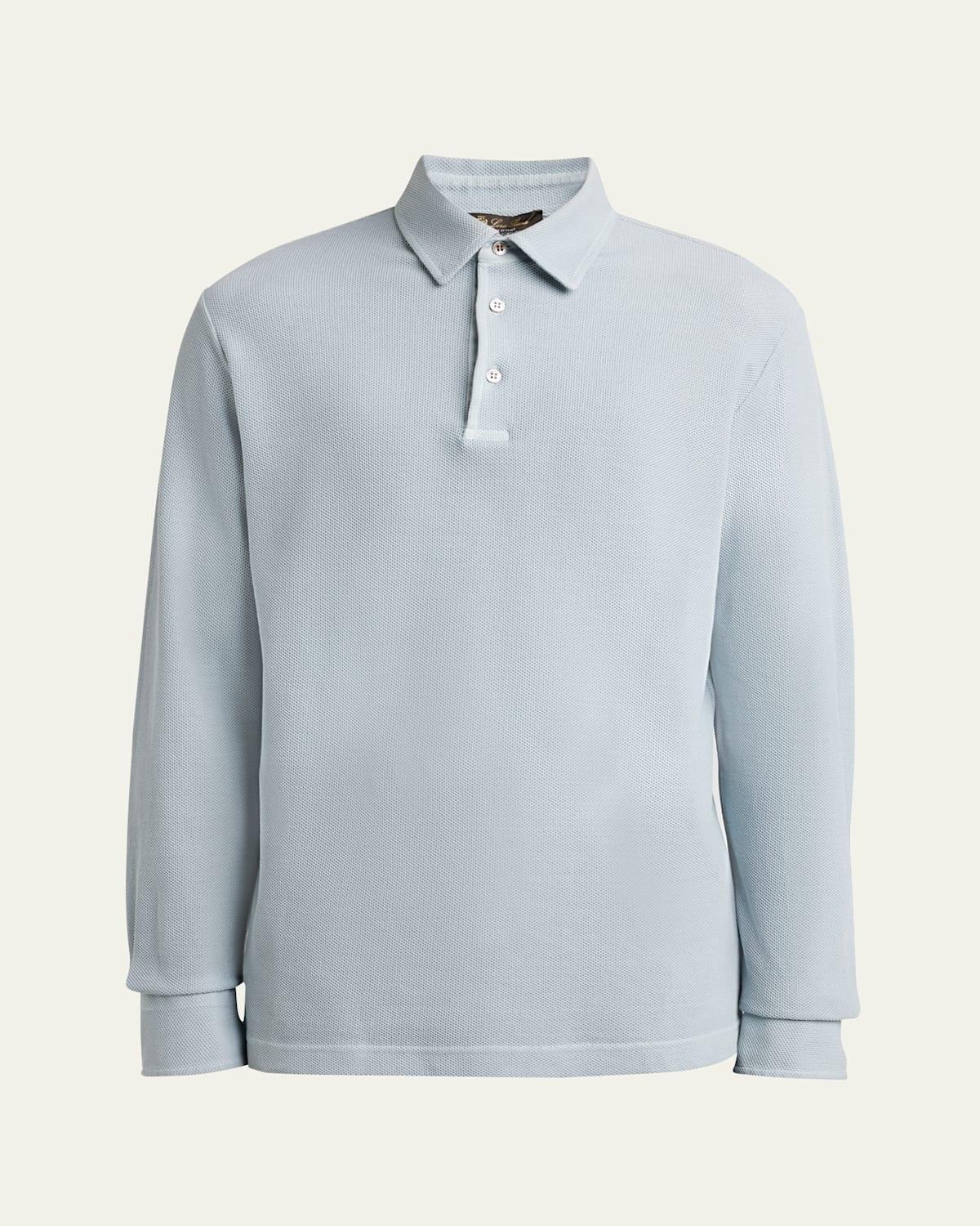 Mens Long-Sleeve Pique Polo Shirt Product Image