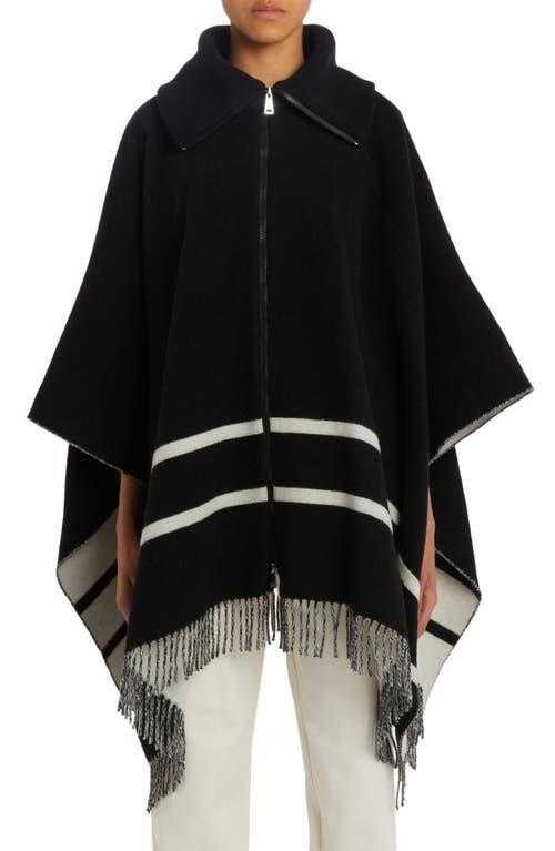 Moncler Fringe Wool Blend Cape Product Image