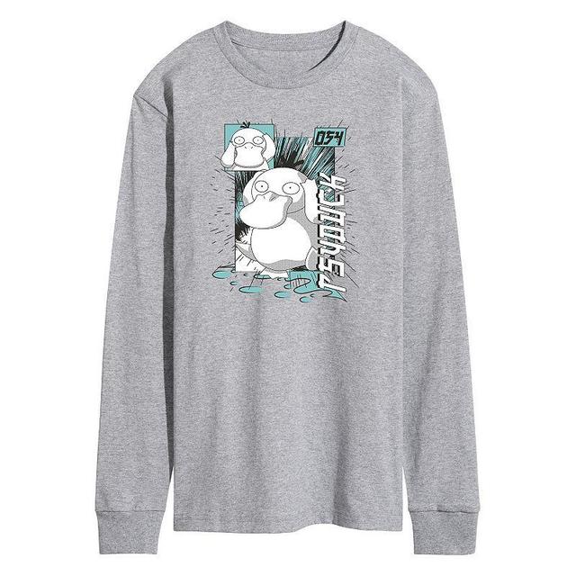 Mens Pokmon Psyduck Anime Long Sleeve Tee Athletic Grey Product Image