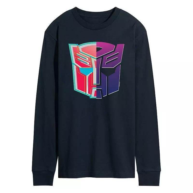 Mens Transformers Decepticons Autobot Logo Long Sleeve Graphic Tee Blue Product Image