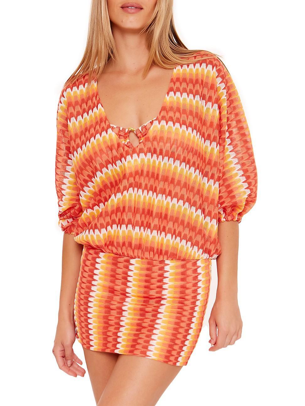 Womens Stripe Blouson Cover-Up Tunic Product Image