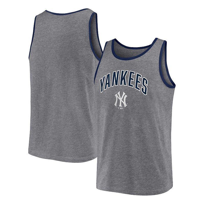 Mens Profile Heather Charcoal New York Yankees Big & Tall Arch Over Logo Tank Top Product Image