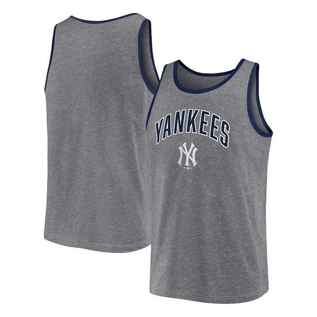 Mens Profile Heather Charcoal New York Yankees Big & Tall Arch Over Logo Tank Top Product Image