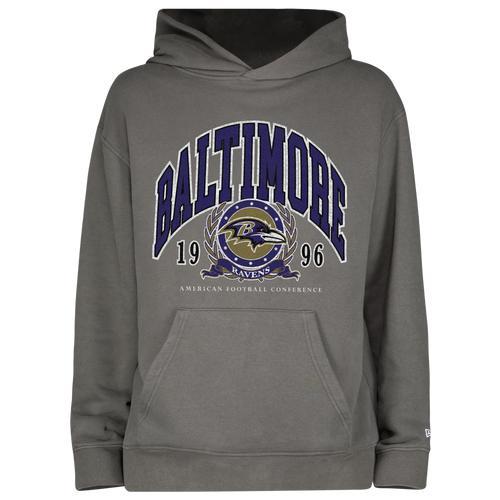 New Era Mens New Era Ravens Fitted Pullover Hoodie - Mens Grey/Grey Product Image