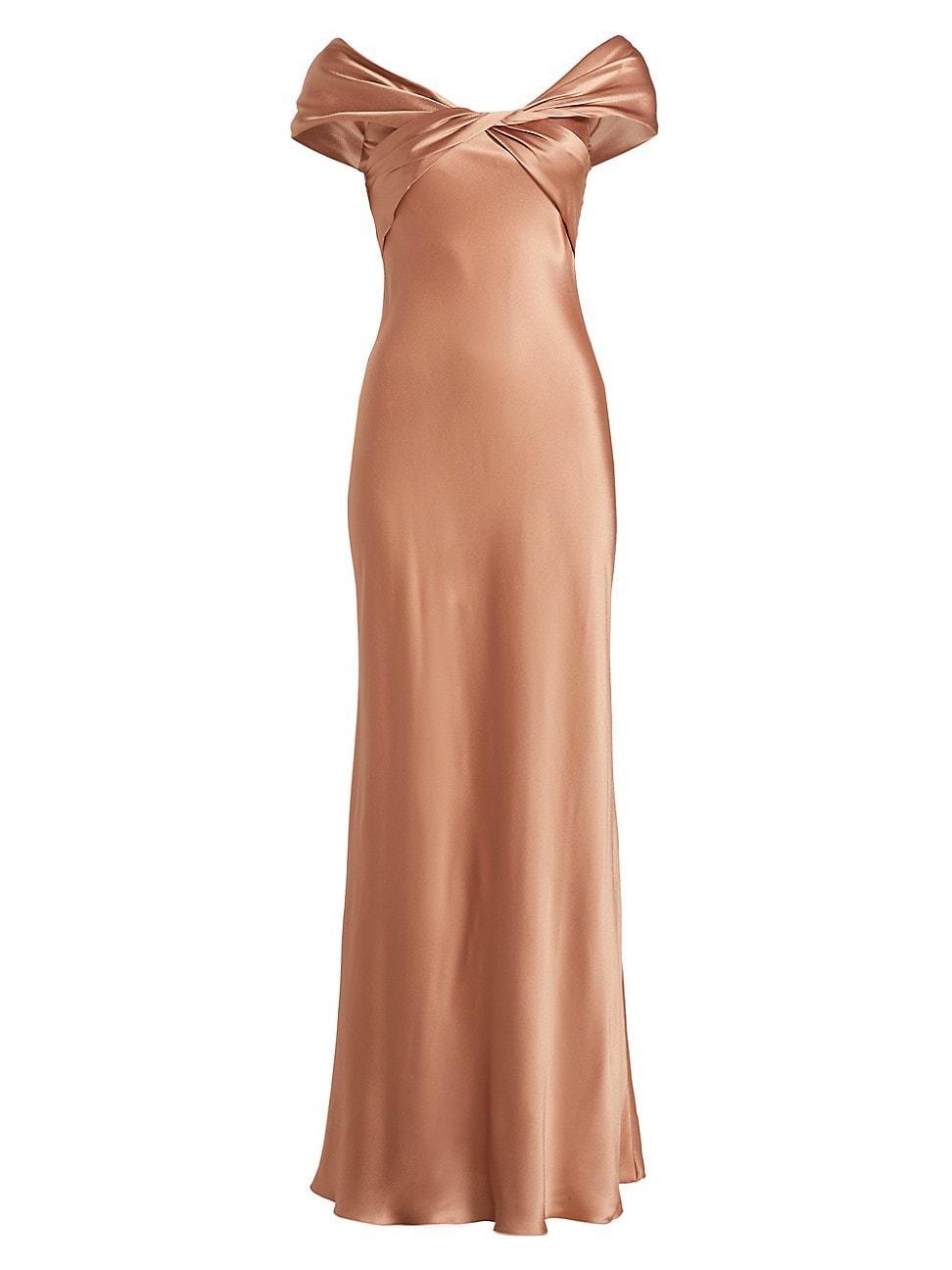 Womens Satin Off-The-Shoulder Gown Product Image