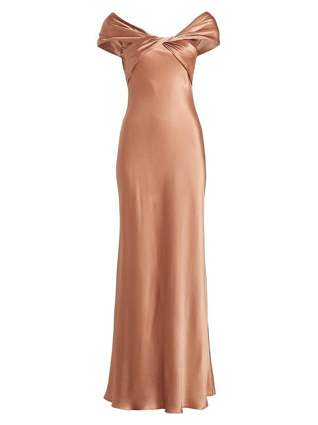 Womens Satin Off-The-Shoulder Gown Product Image