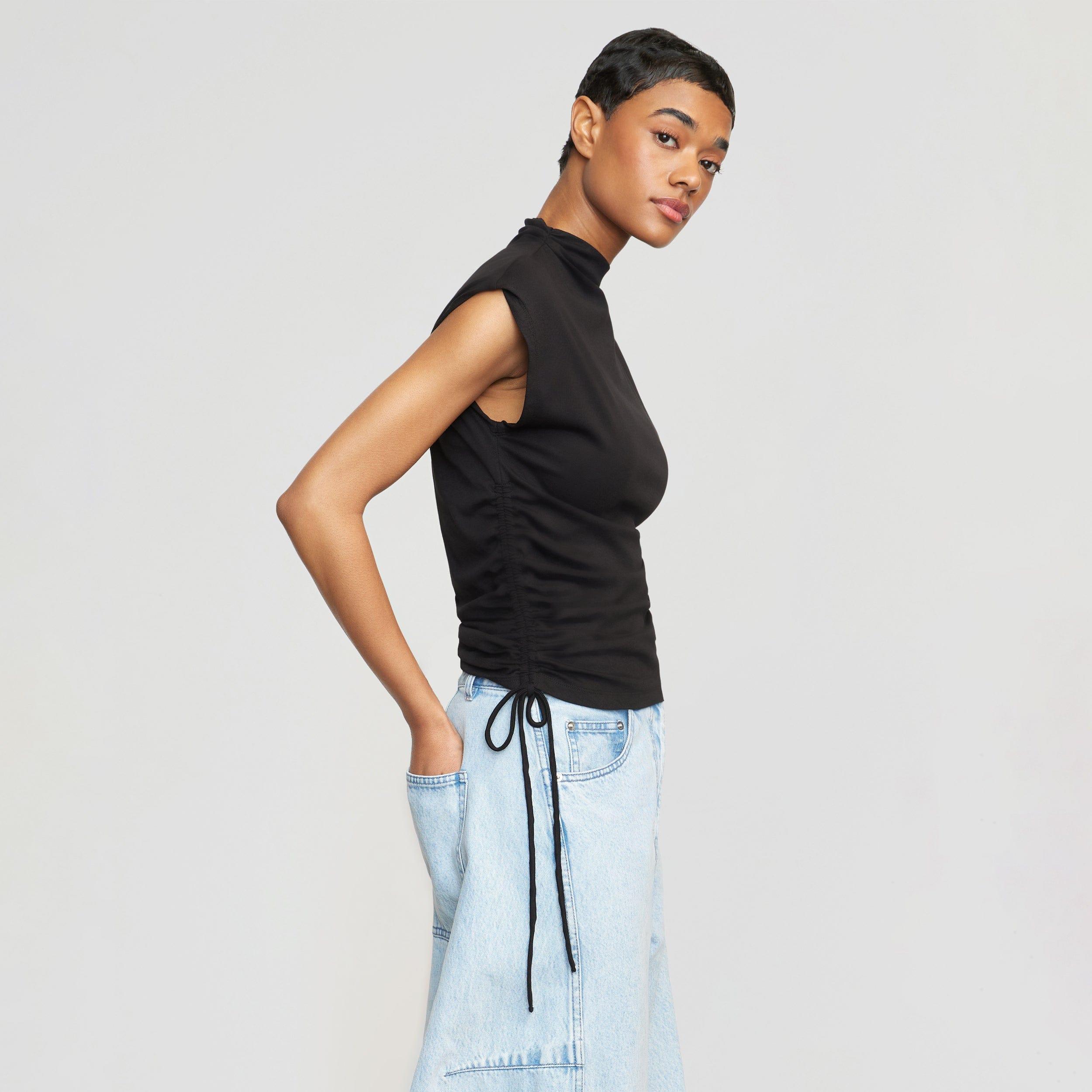 Jocelyn Asymmetric Ruched-Side Tee Product Image