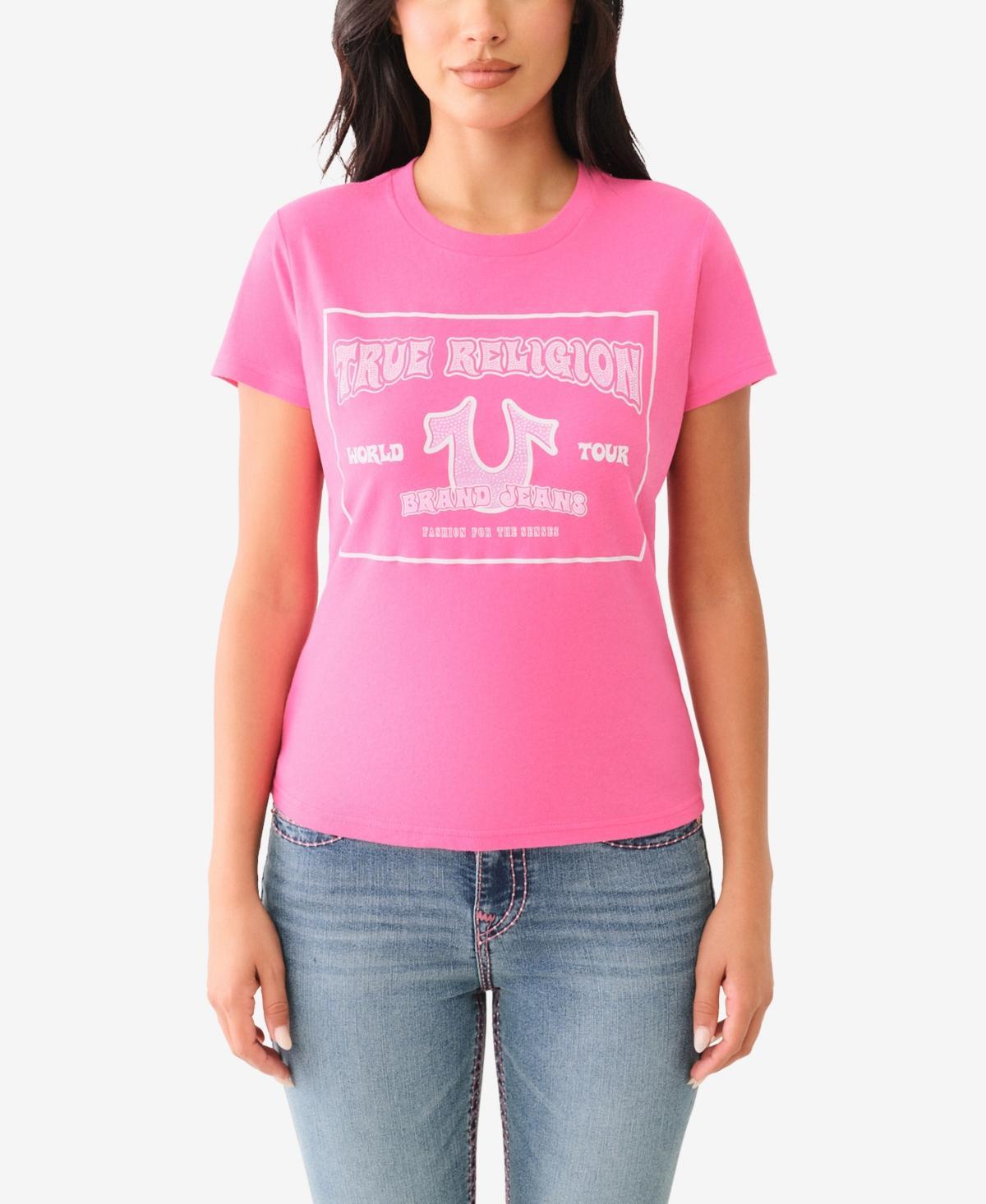 Womens Crystal Retro Horseshoe T-Shirt Product Image