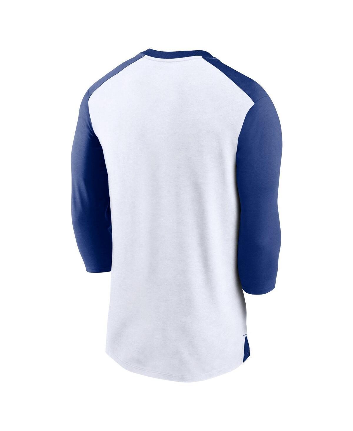 NIKE Men's  White, Royal Milwaukee Brewers Rewind 3/4-sleeve T-shirt In White,royal Product Image