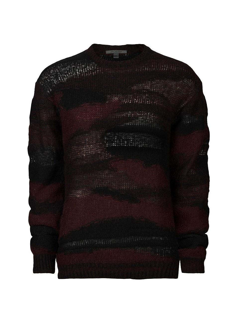 Mens Stripe Wool-Blend Openwork Crewneck Sweater Product Image