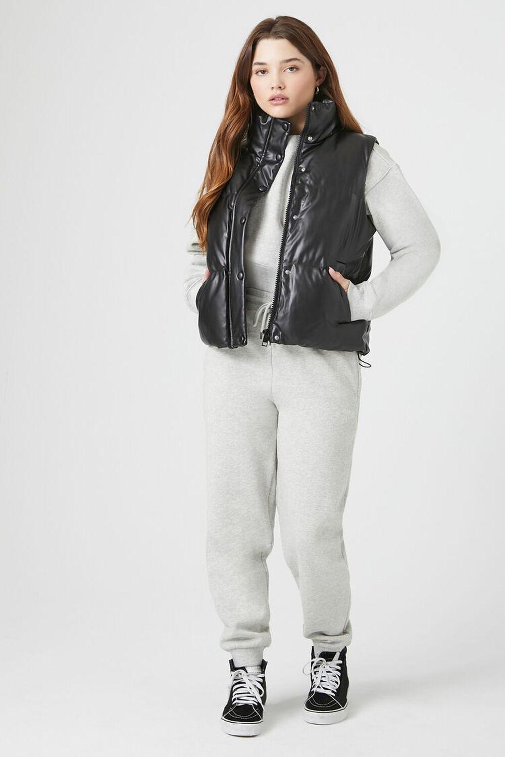 Faux Leather Quilted Puffer Vest | Forever 21 Product Image