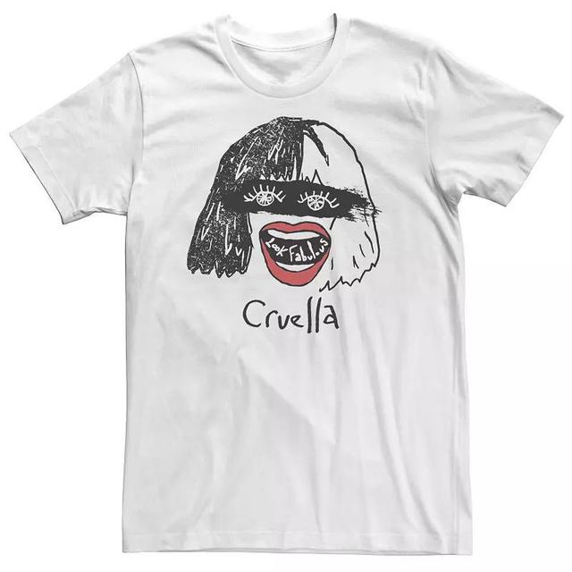 Big & Tall Disney Cruella Look Fabulous Sketch Tee, Mens Athletic Grey Product Image