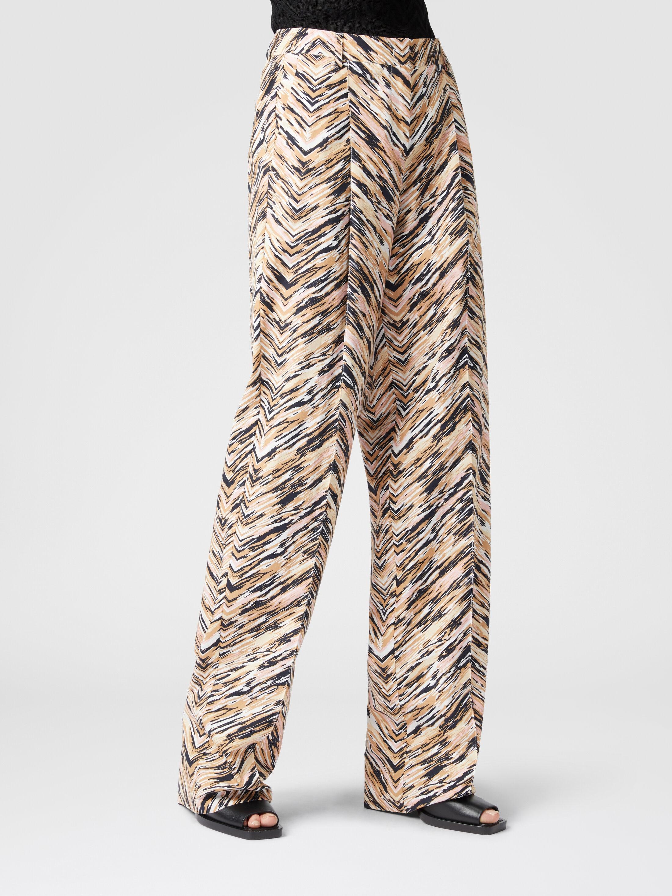 Classic trousers in animal print zig zag cotton Product Image