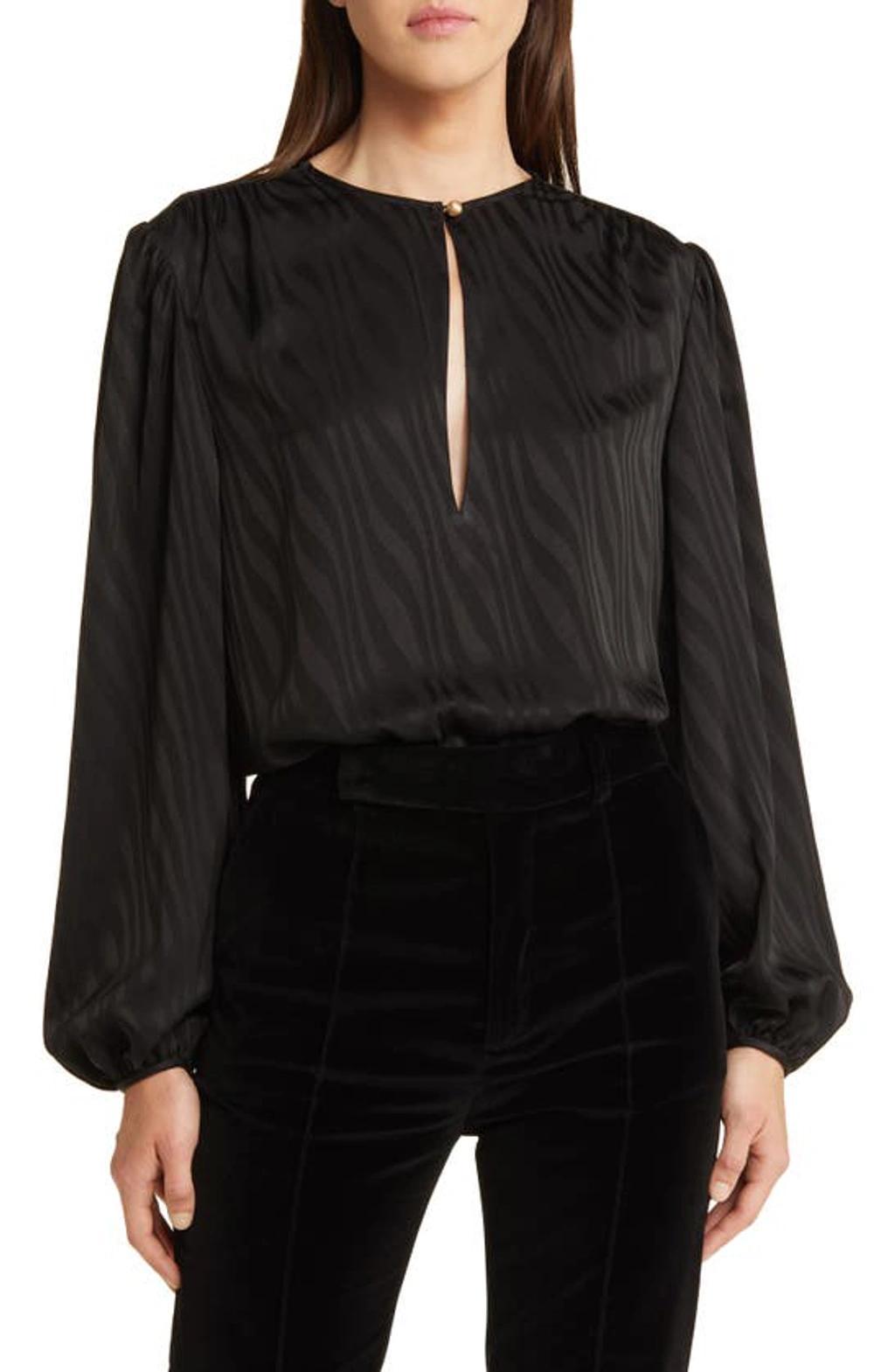 FRAME Print Keyhole Blouse In Black product image