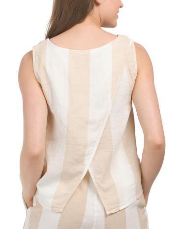 Linen Blend Back Overlap Sleeveless Crop Top for Women Product Image