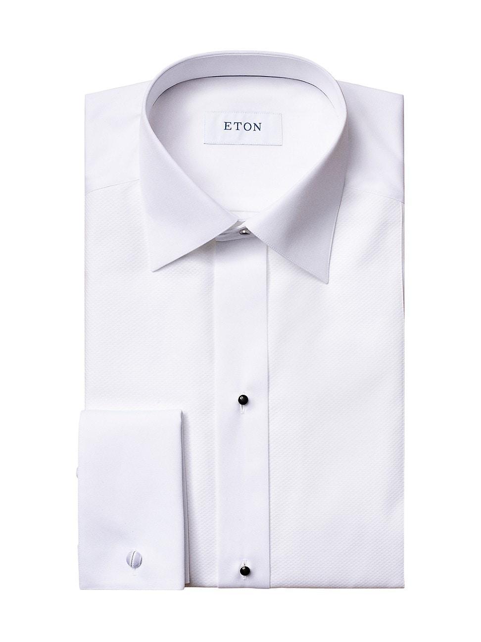 Mens Slim-Fit Pique Long-Sleeve Cotton Dress Shirt Product Image