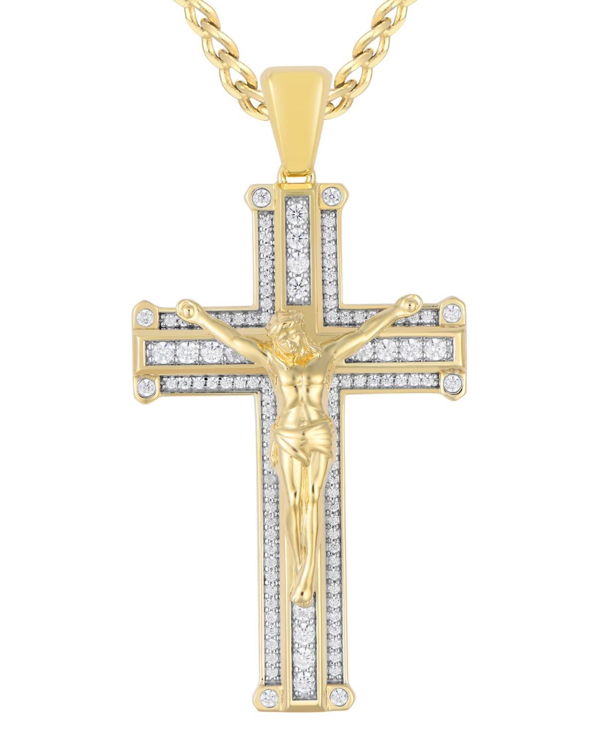 Mens Diamond Crucifix Cross 22 Pendant Necklace (1 ct. t.w.) in 10k Gold Product Image