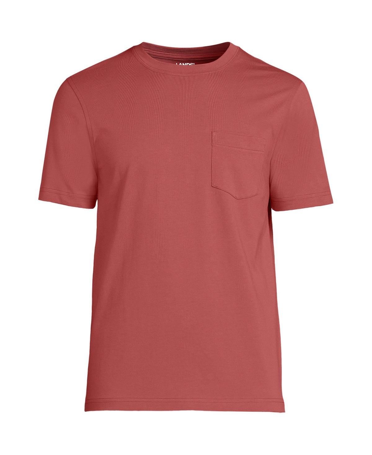 Mens Lands End Supima Pocket Tee Light Gray Grey Product Image