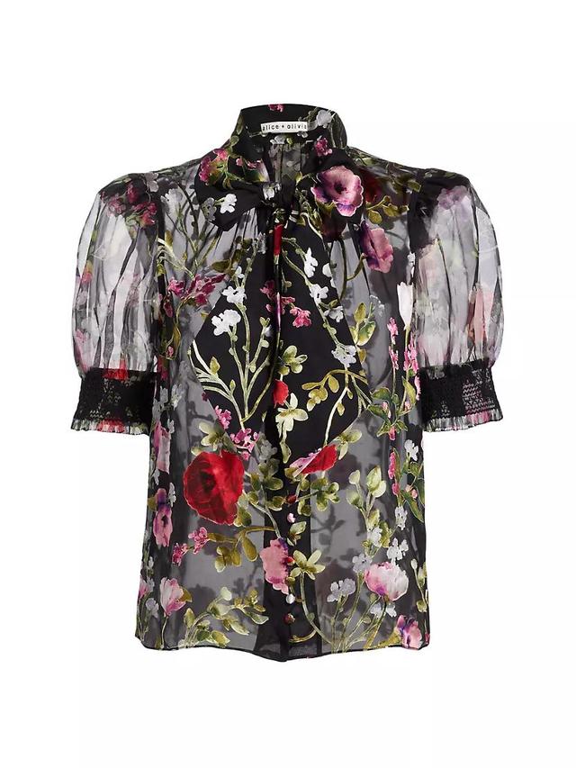 Brentley Floral Ruffled Tieneck Blouse Product Image