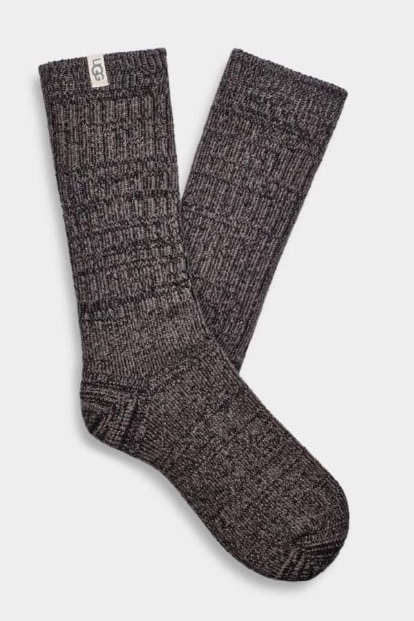 UGG® Rib Knit Slouchy Crew Sock Grey/Black Product Image