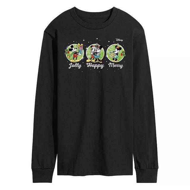 Disneys Mickey & Minnie Mouse Mens Jolly Happy Merry Long Sleeve Graphic Tee Product Image