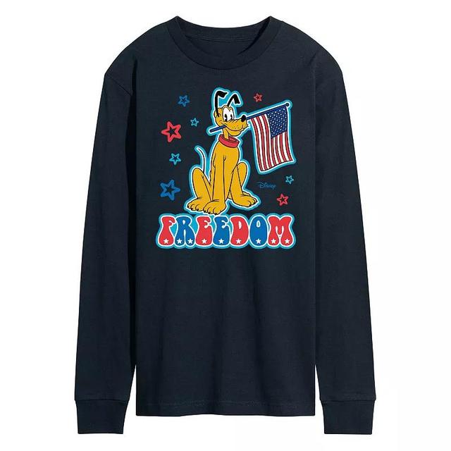 Disneys Pluto Mens Freedom Long Sleeve Blue Product Image