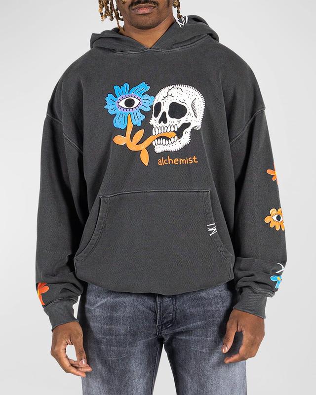 Mens Floral Skull Hoodie Product Image