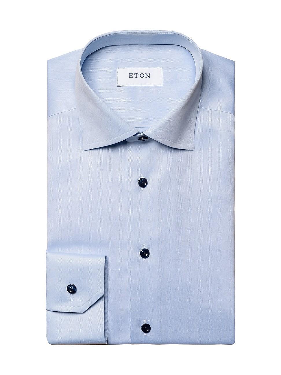 Mens Slim-Fit Twill Dress Shirt with Navy Details Product Image