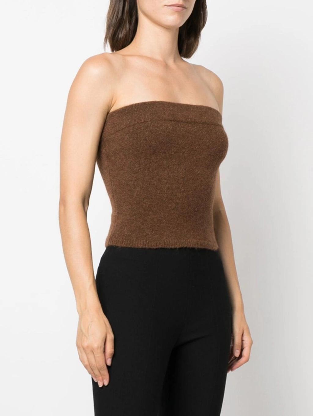 VINCE Strapless Wool & Alpaca-blend Top In Tobacco Product Image