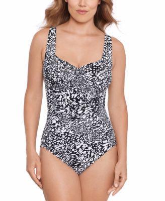 Swim Solutions Womens Printed Ruched-Front One Piece Swimsuit, Created for Macys Product Image