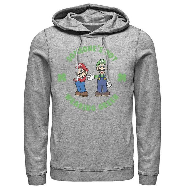 Mens Nintendo Super Mario St. Pattys Not Wearing Green Hoodie Athletic Grey Product Image